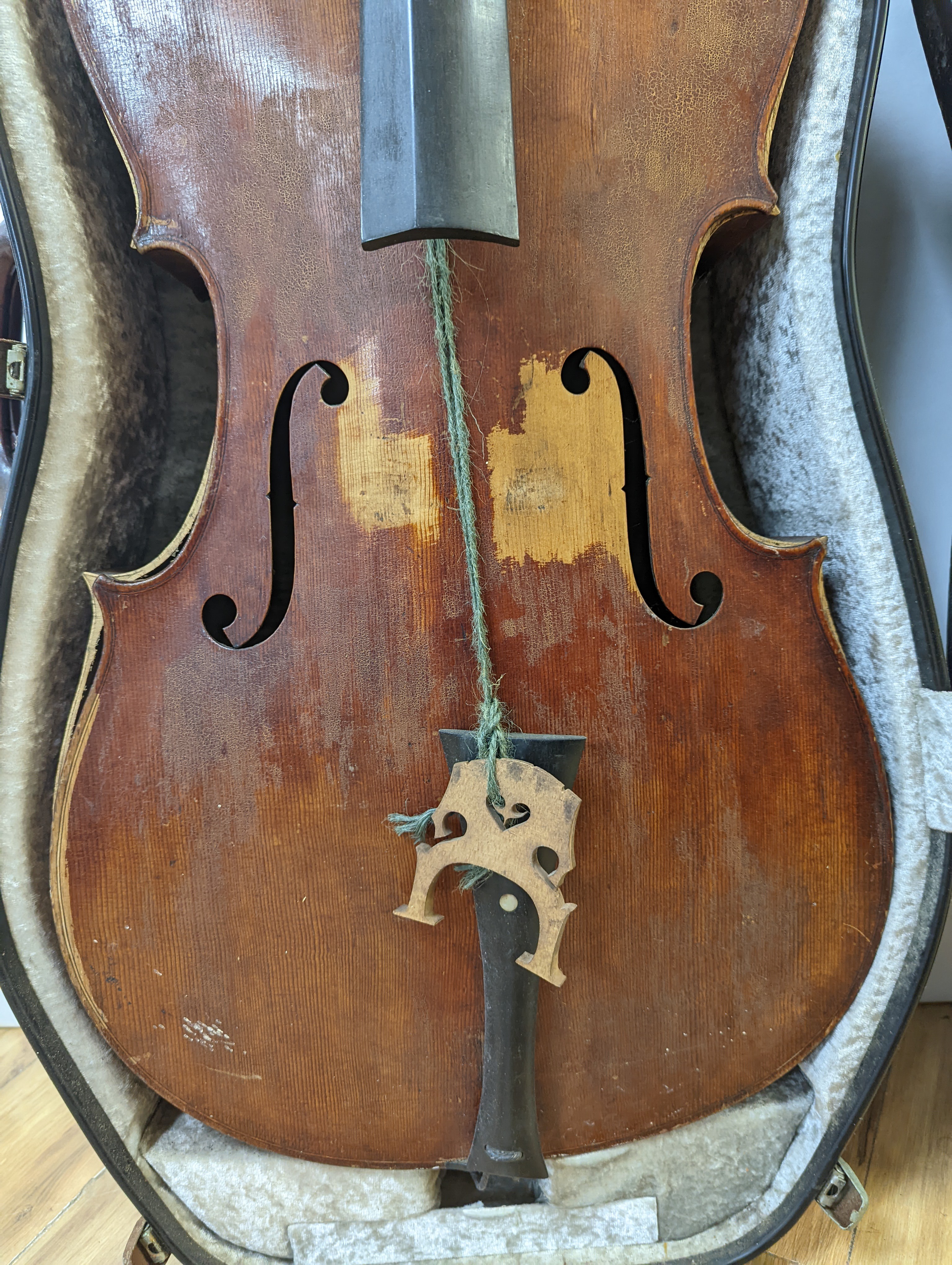 A 19th century German cello, labelled E M Blankert, cased